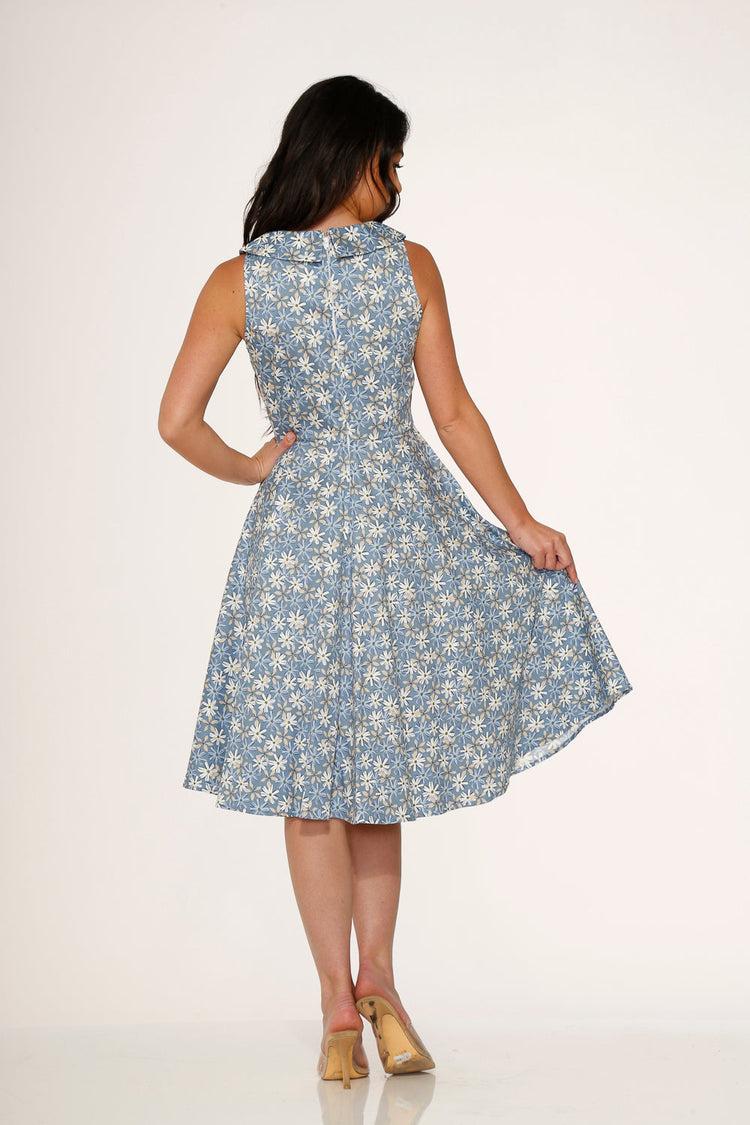 Blue Daisy Floral Swing Dress Product Image