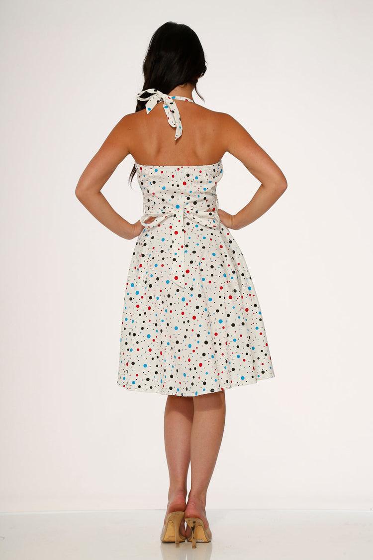White Candy Halter Swing Dress Product Image