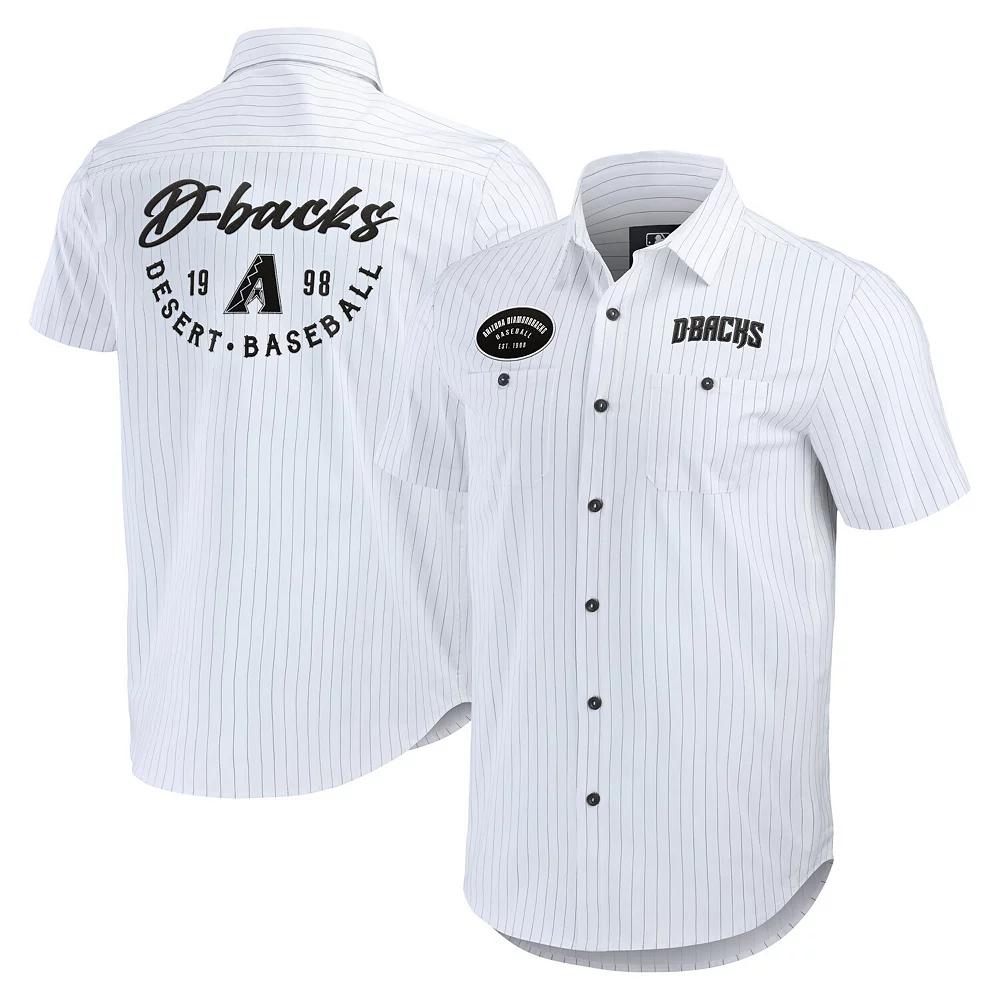 Men's Darius Rucker Collection by Fanatics White Arizona Diamondbacks Pin Stripe Short Sleeve Button-Up Shirt,  Product Image