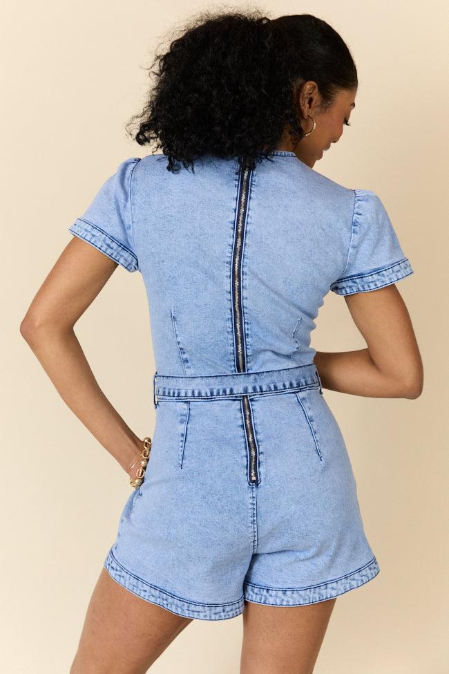 Whens Intermission Denim Short Sleeve Romper FINAL SALE Product Image
