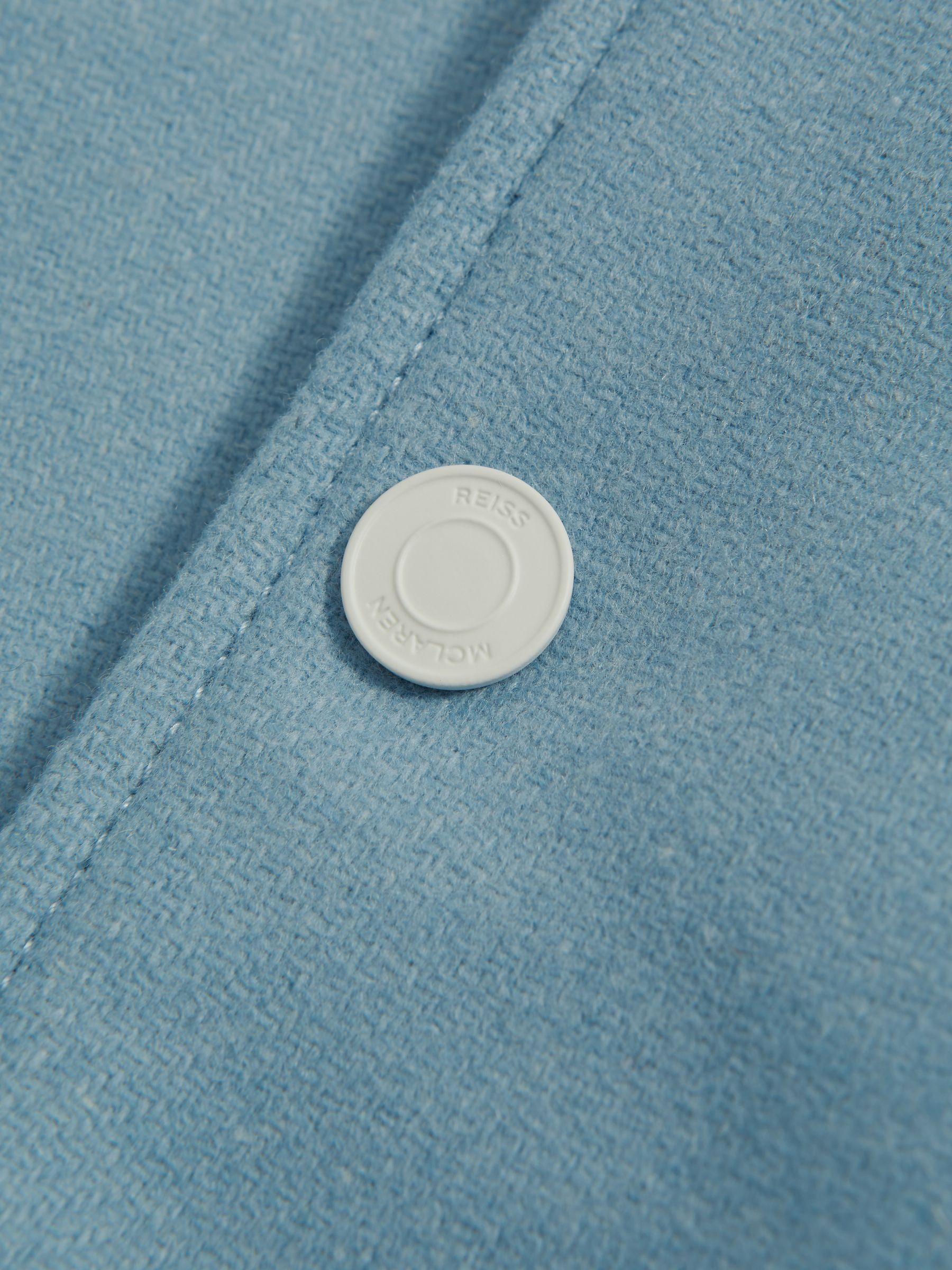 Leather Varsity Jacket in Soft Blue/Ecru Product Image