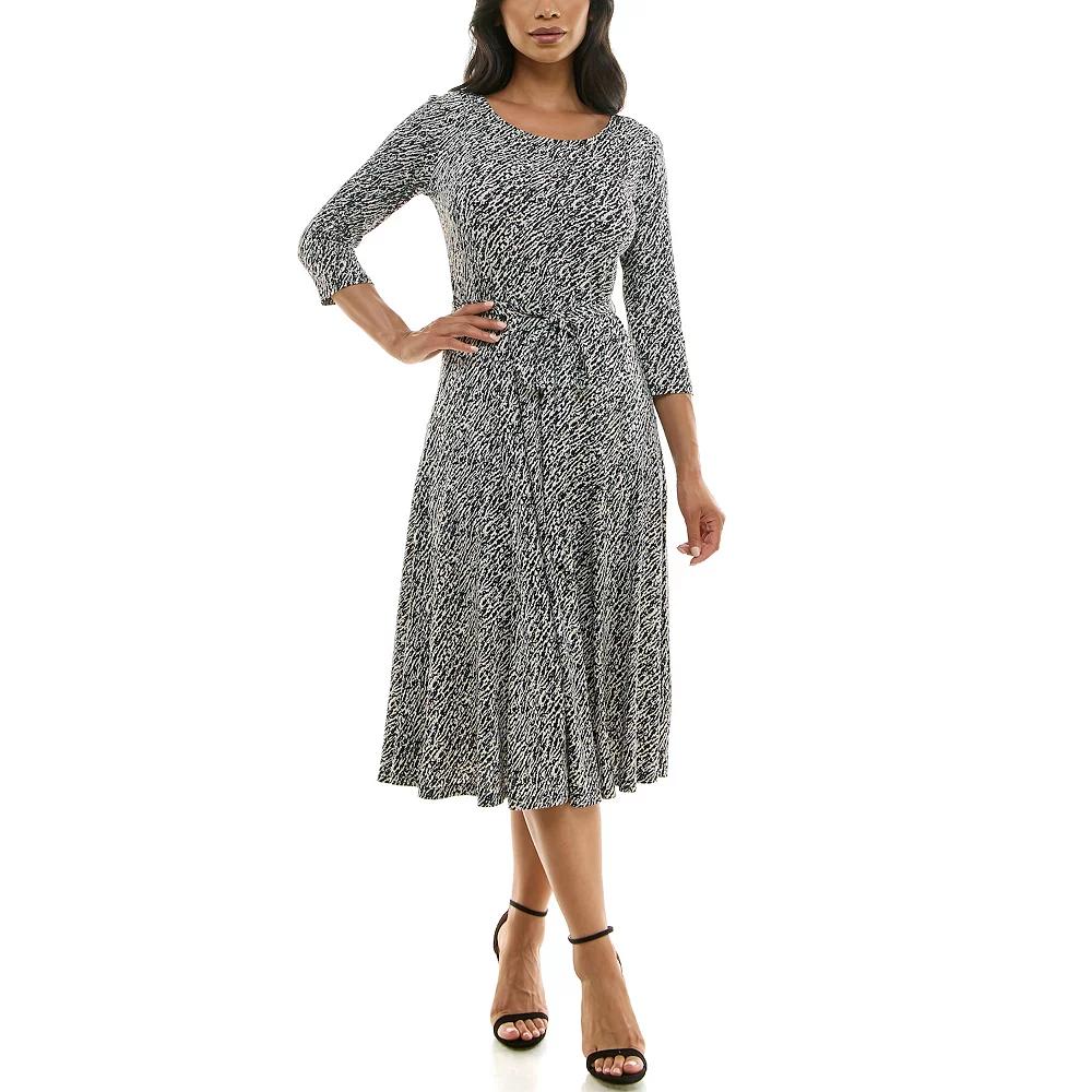 Women's Nina Leonard Sylvia Midi Dress with Belt,  Product Image