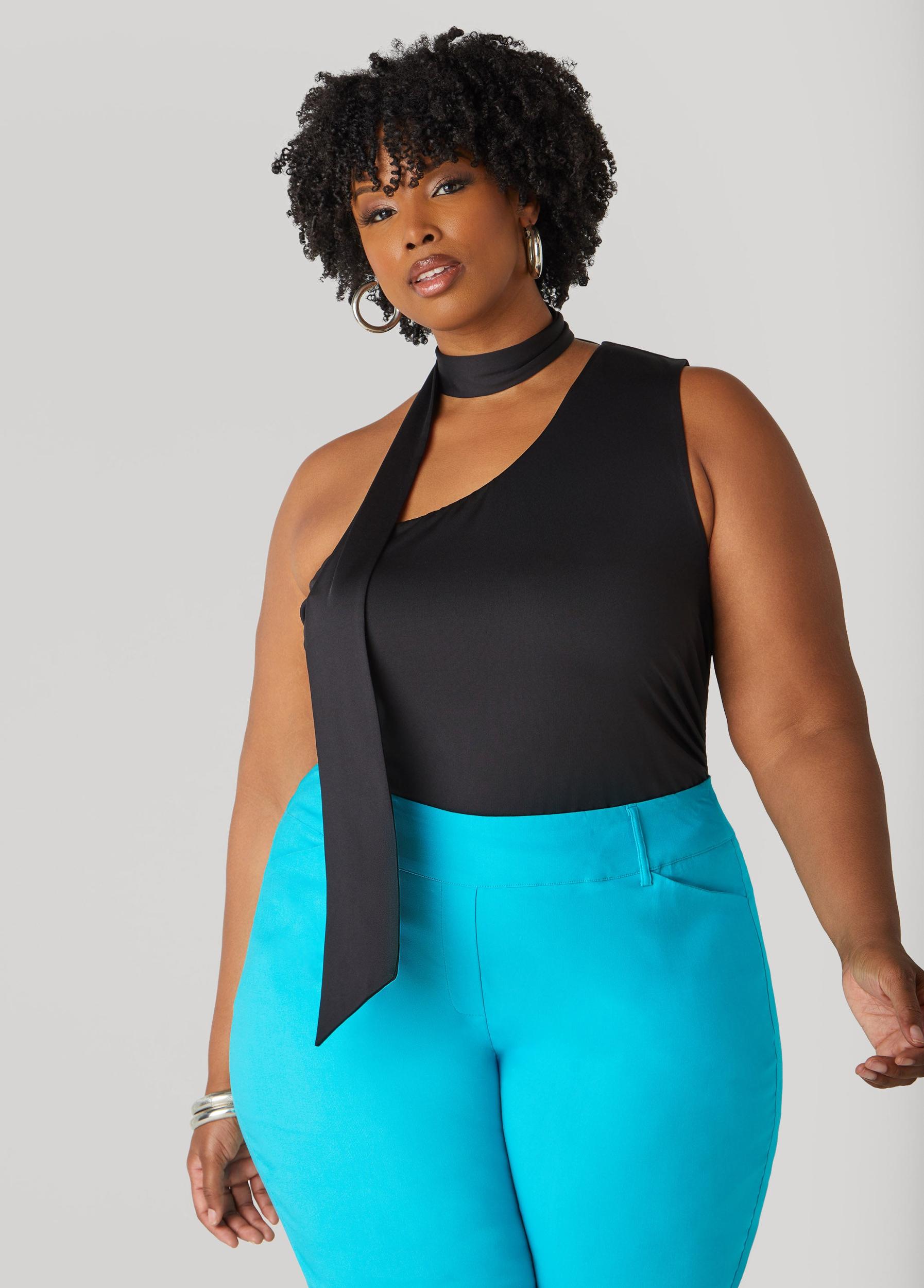 Plus Size One Shoulder Scarf Neck Top Ashley Stewart Product Image