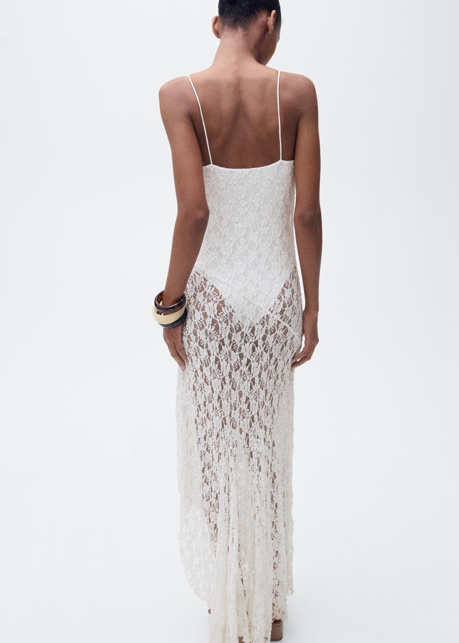 Lace dress with draped neck - Women | MANGO USA Product Image