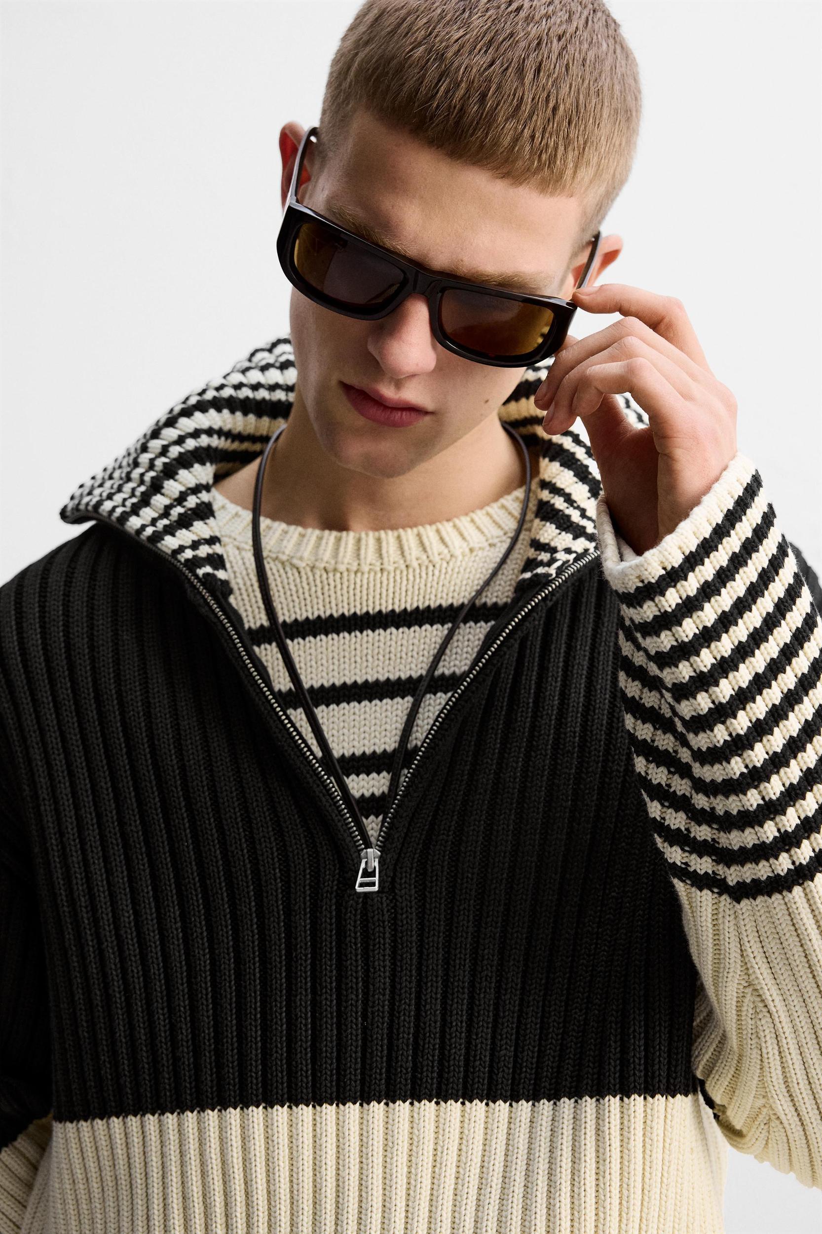 LIMITED EDITION STRIPED ZIP NECK SWEATER Product Image