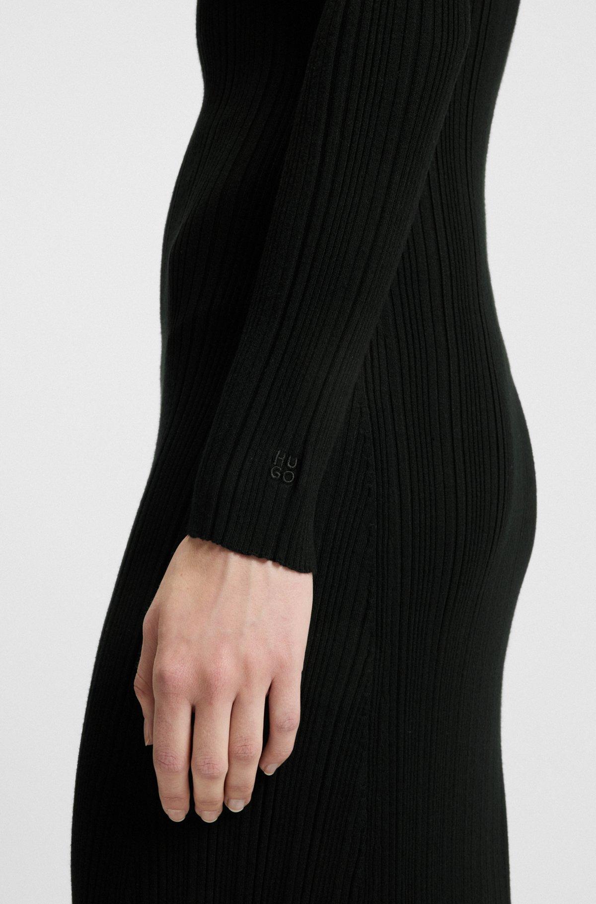 Slim-fit midi dress in ribbed crepe fabric Product Image