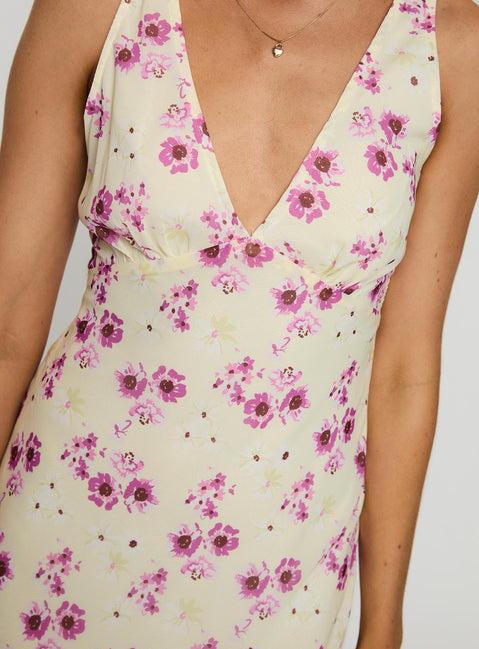 Nellie Midi Dress Yellow Floral Product Image