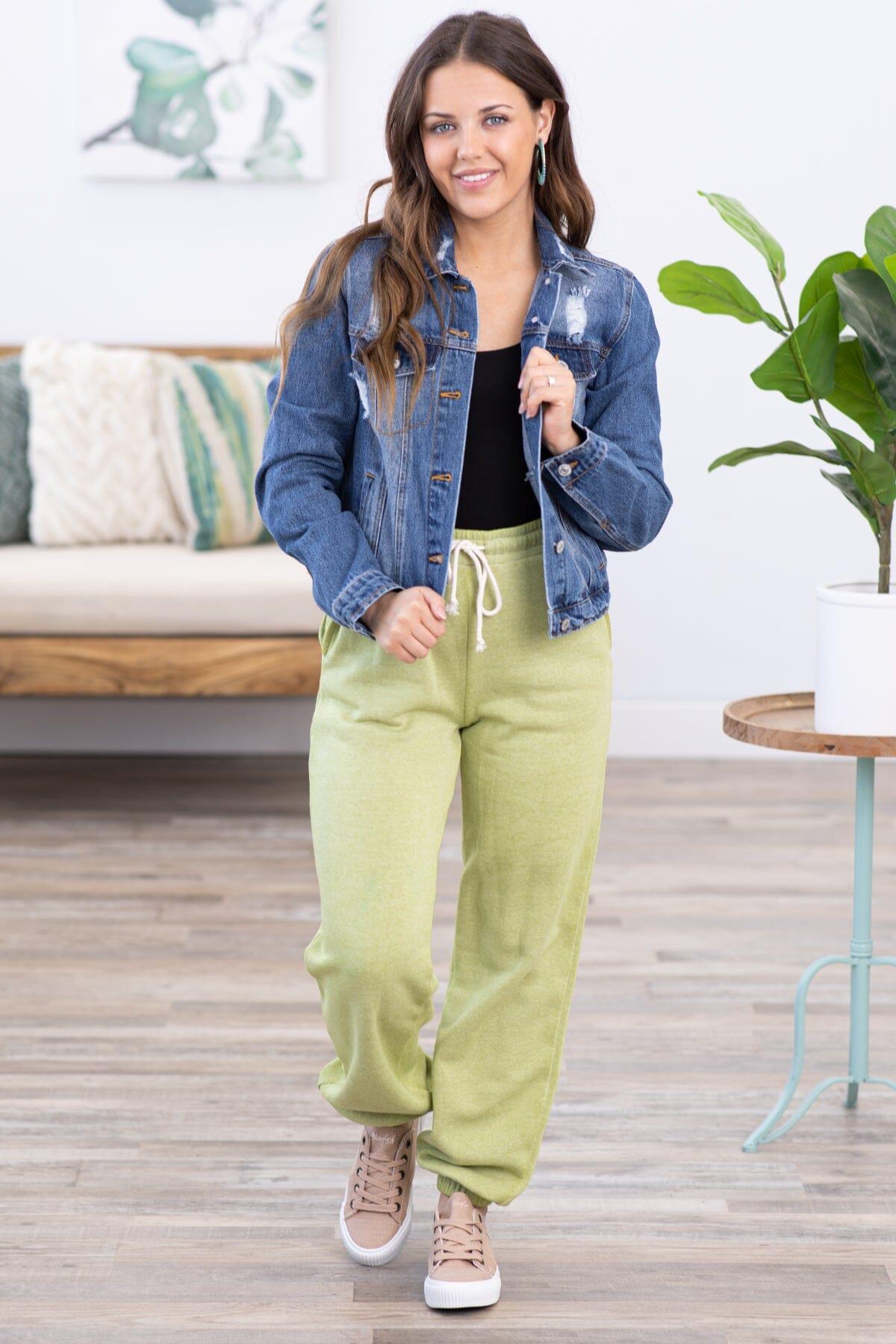 Light Olive Pigment Dyed Jogger Sweatpants Product Image