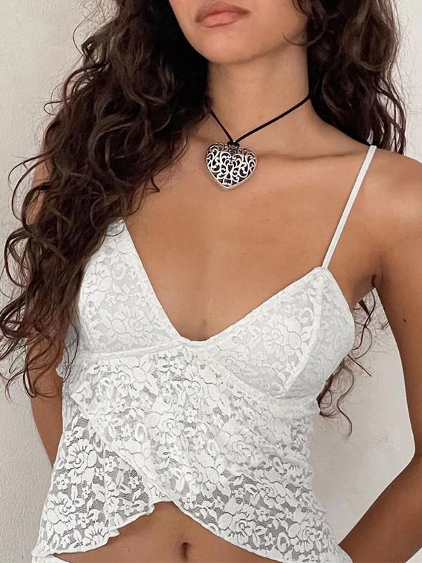 Lace Slit Hem Cami Top Product Image