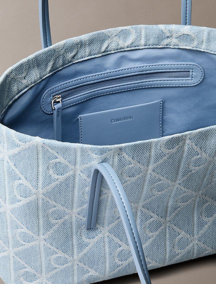 Allover Emblem Logo Denim Small Tote Bag Product Image