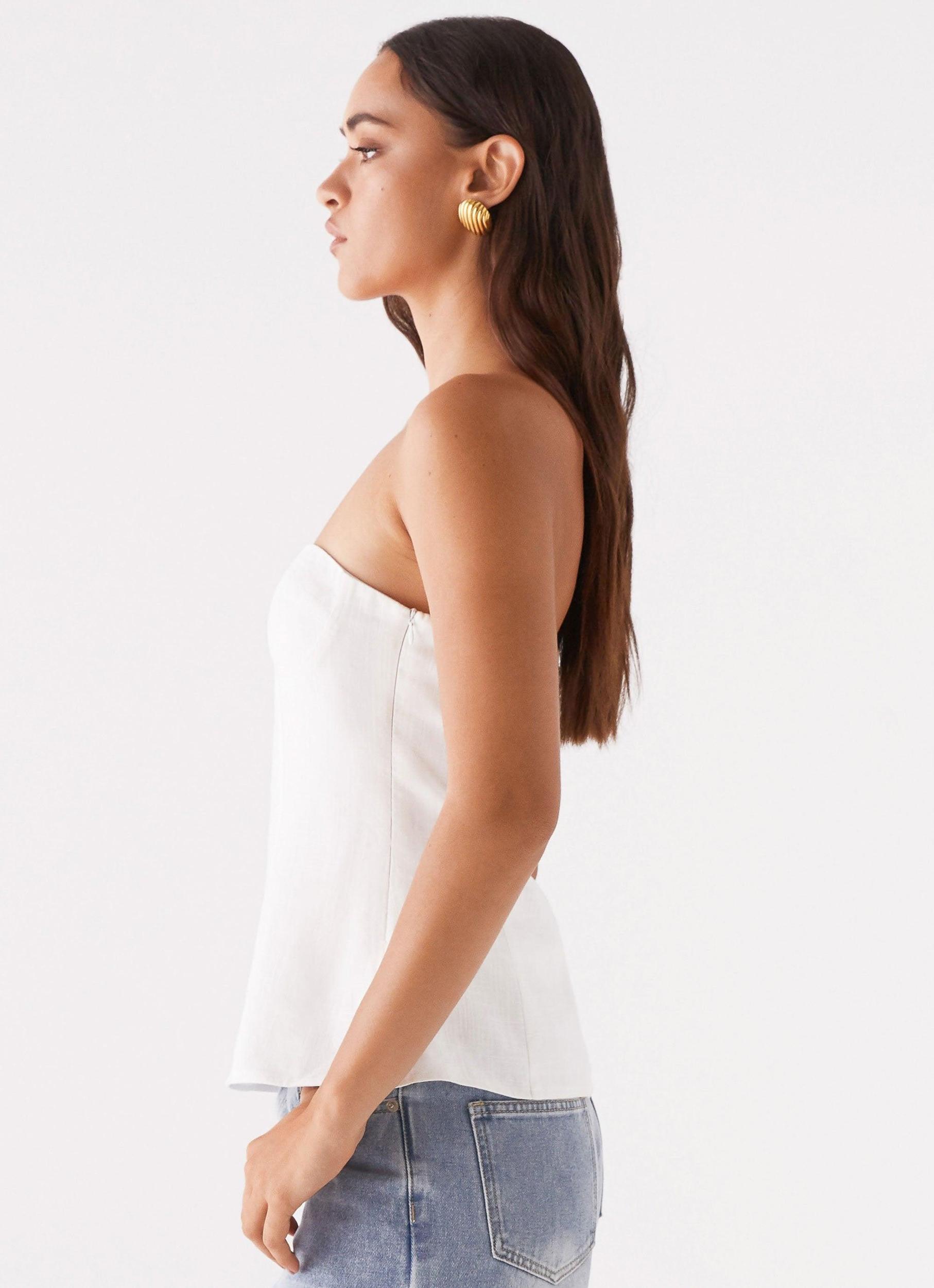 Rennie Linen Bustier Top - White Product Image