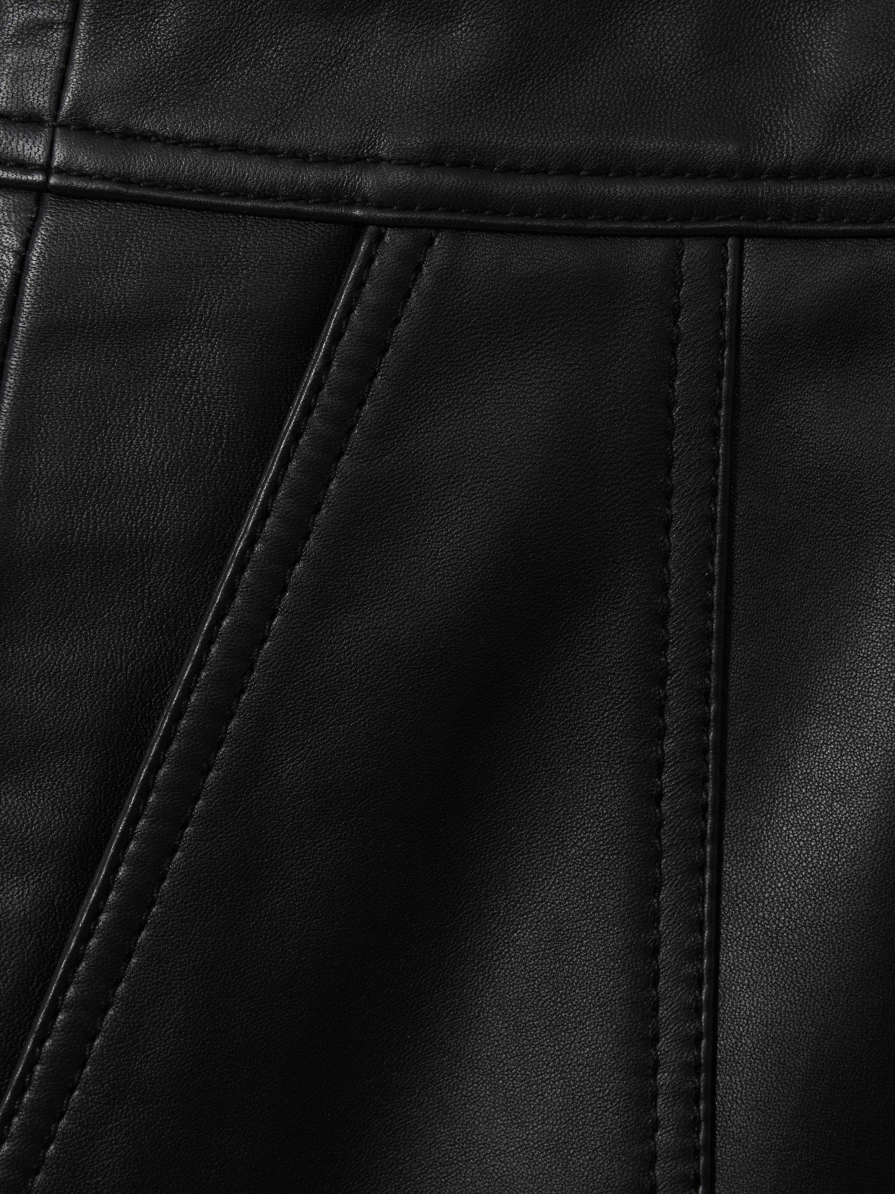 Leather High Rise Mini Skirt in Black Product Image