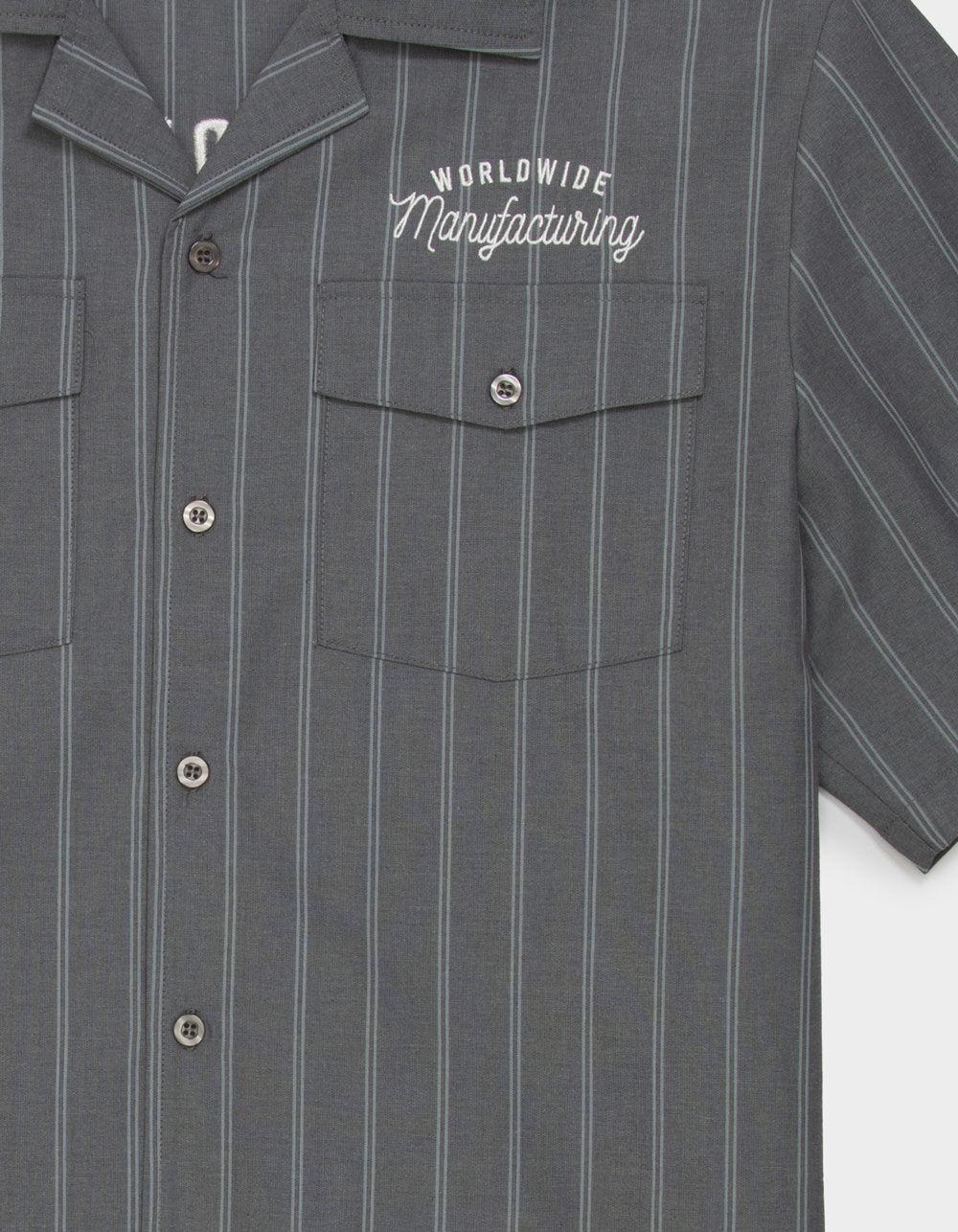 RSQ Mens Embroidered Stripe Button Up Shirt - DARK GRAY Product Image
