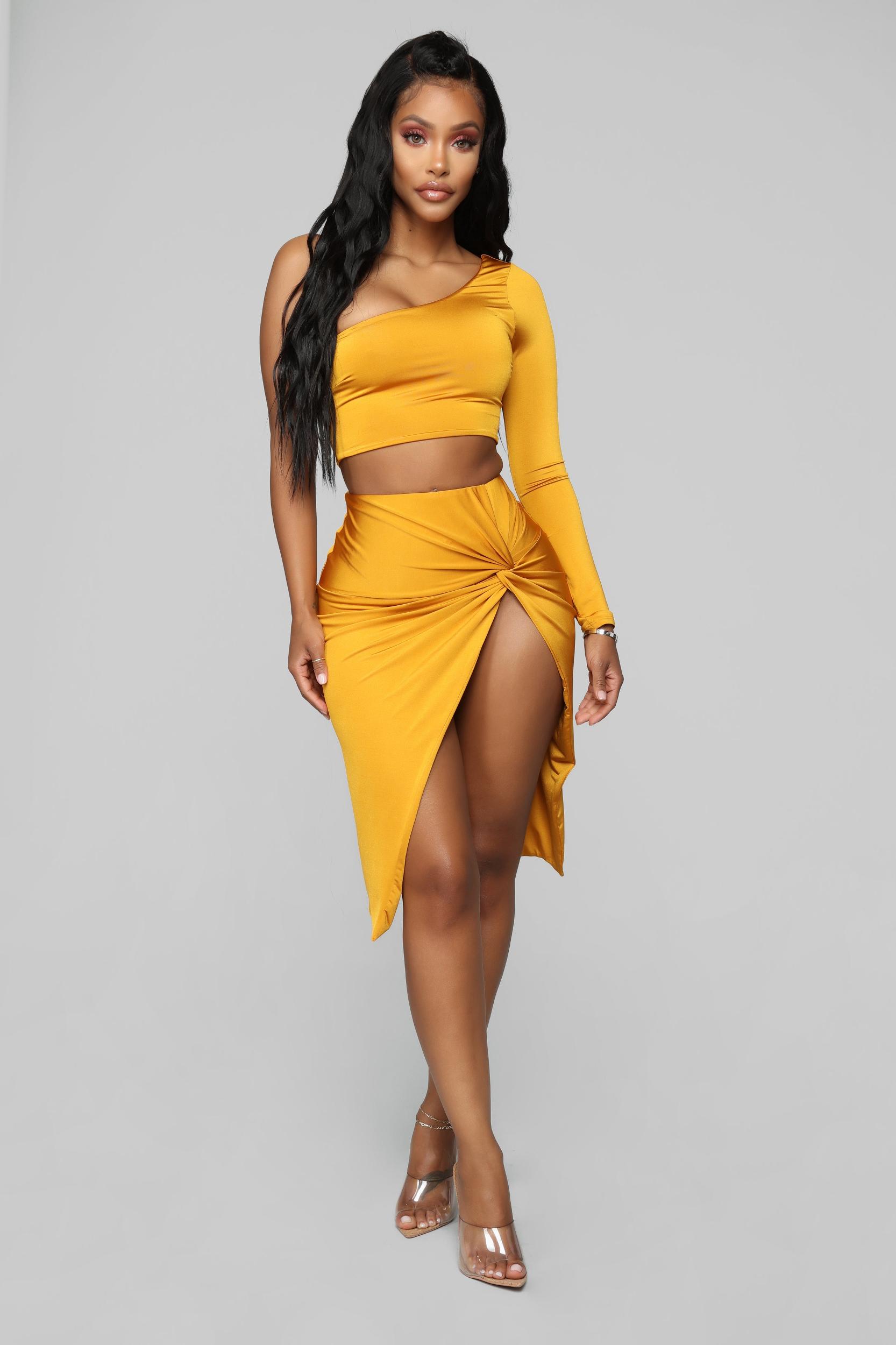 Looking Amazing Skirt Set - Mustard Product Image