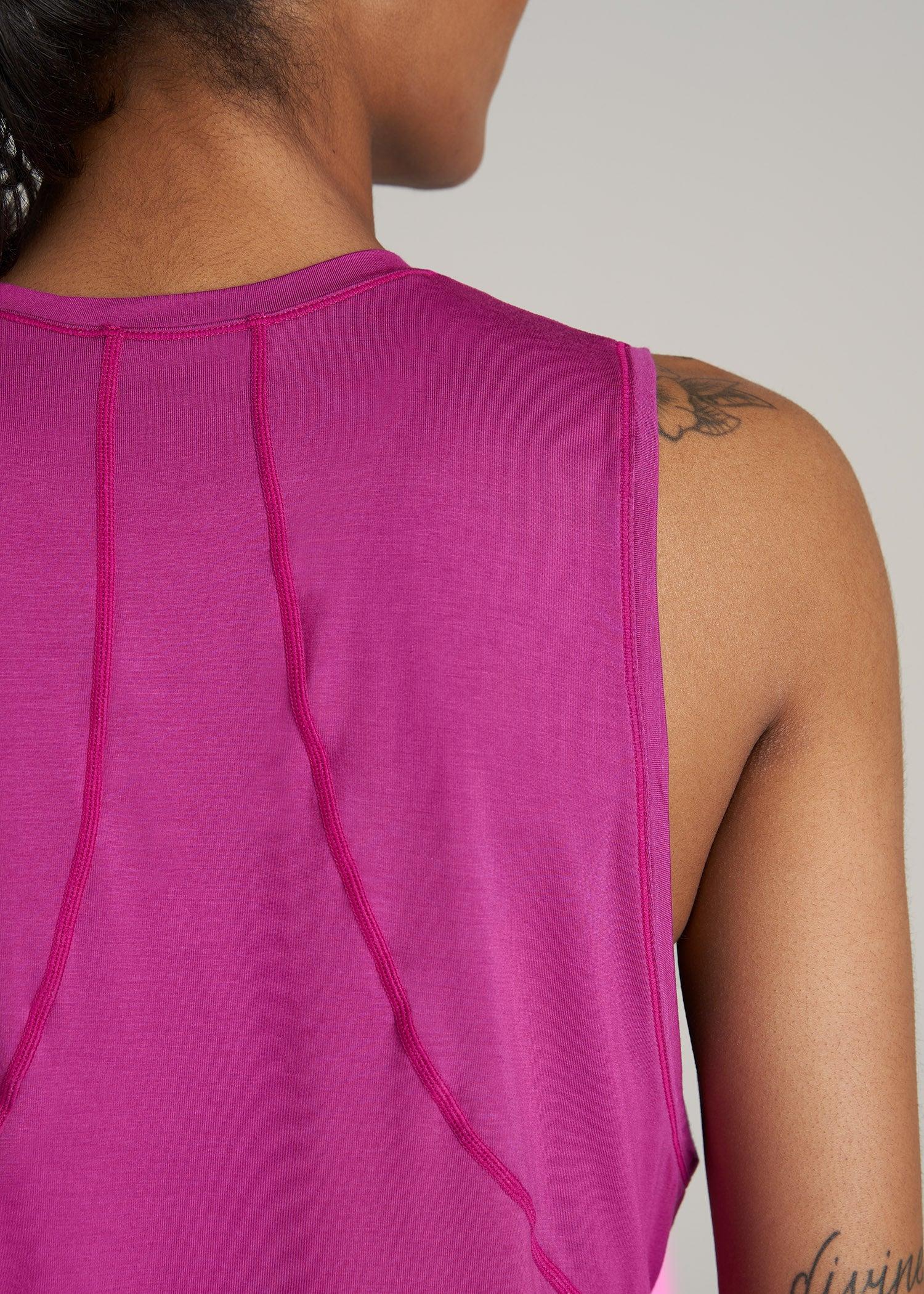 Athletic Cropped Muscle Tank Top for Tall Women in Pink Orchid Female Product Image