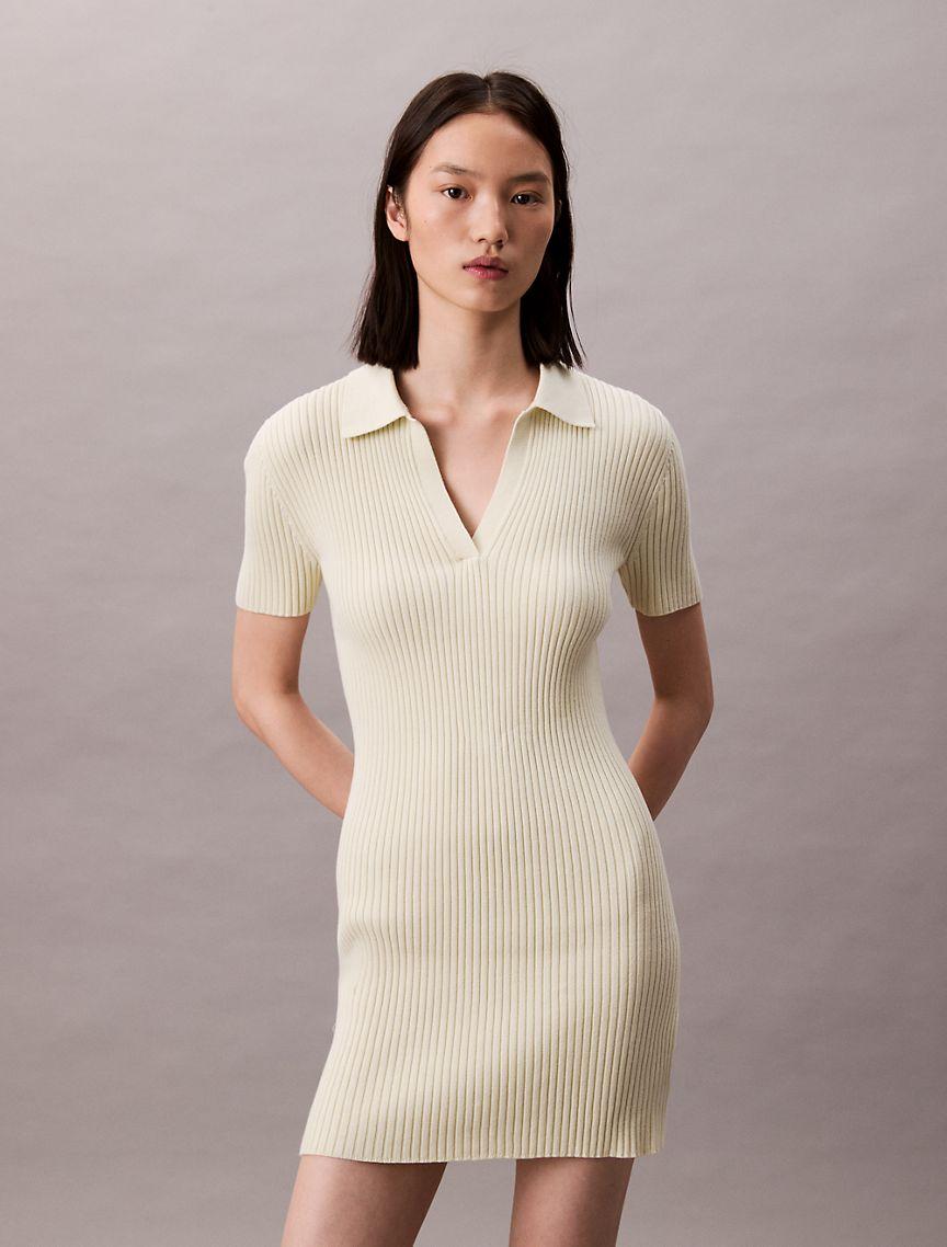 Cotton Rib Polo Mini Dress Product Image