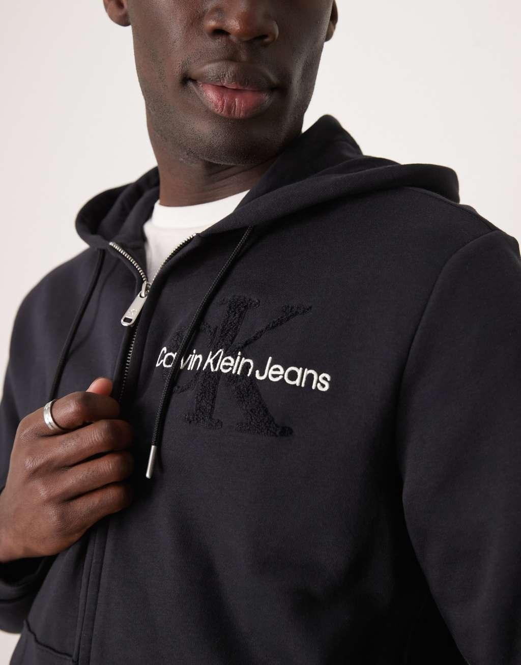 Calvin Klein Jeans monologo archive zip thru in black Product Image