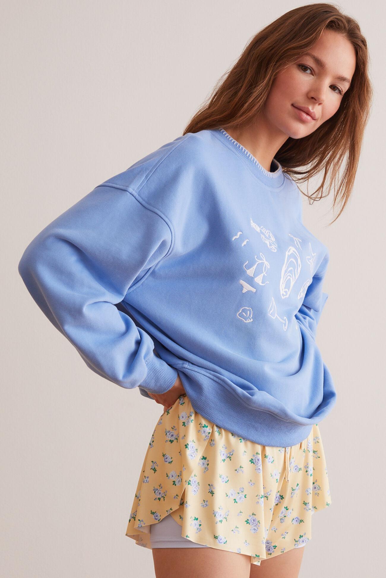 Embroidered Beach Icons Graphic Sweatshirt Product Image