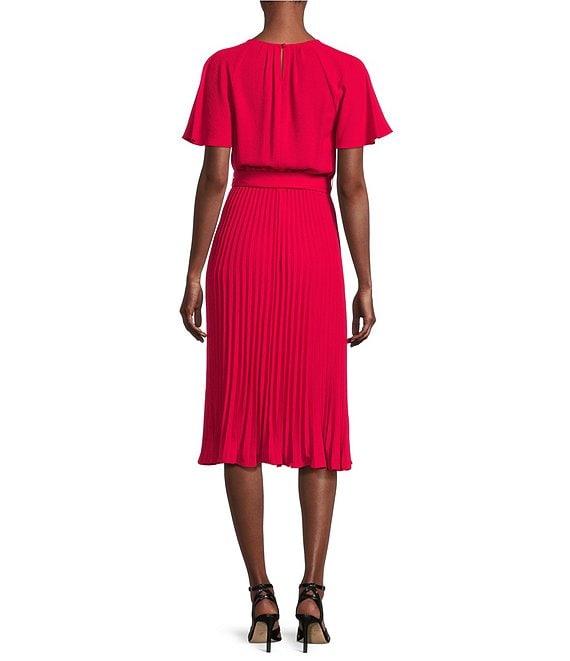 Calvin Klein Short Sleeve Pleated Midi Dress Product Image