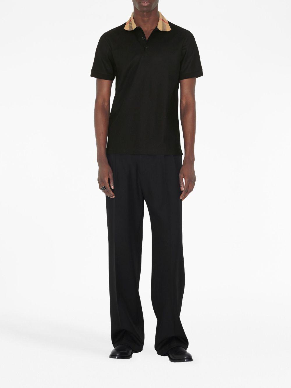 checkered-collar cotton polo shirt Product Image