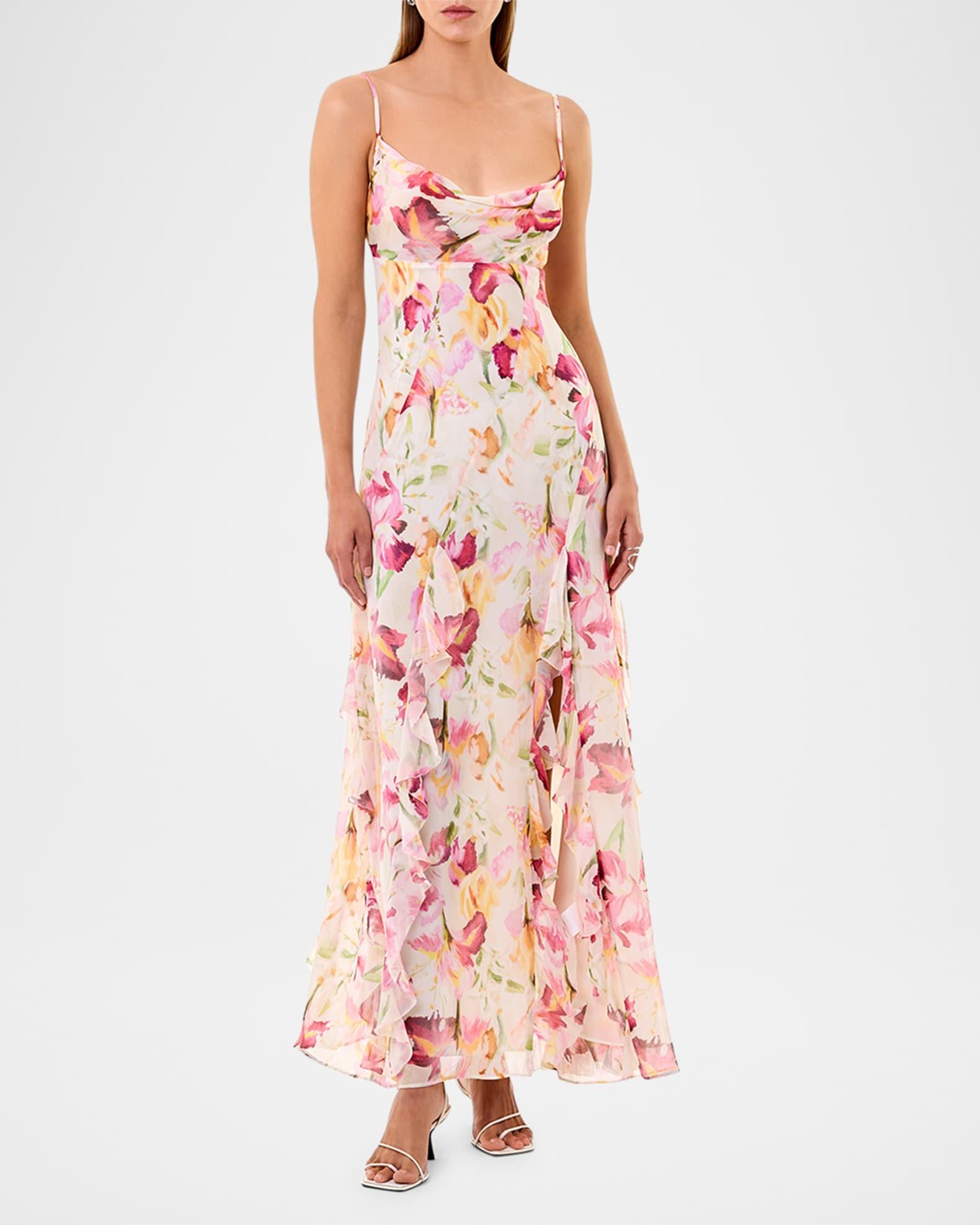 Kamila Floral-Print Ruffle Gown Product Image