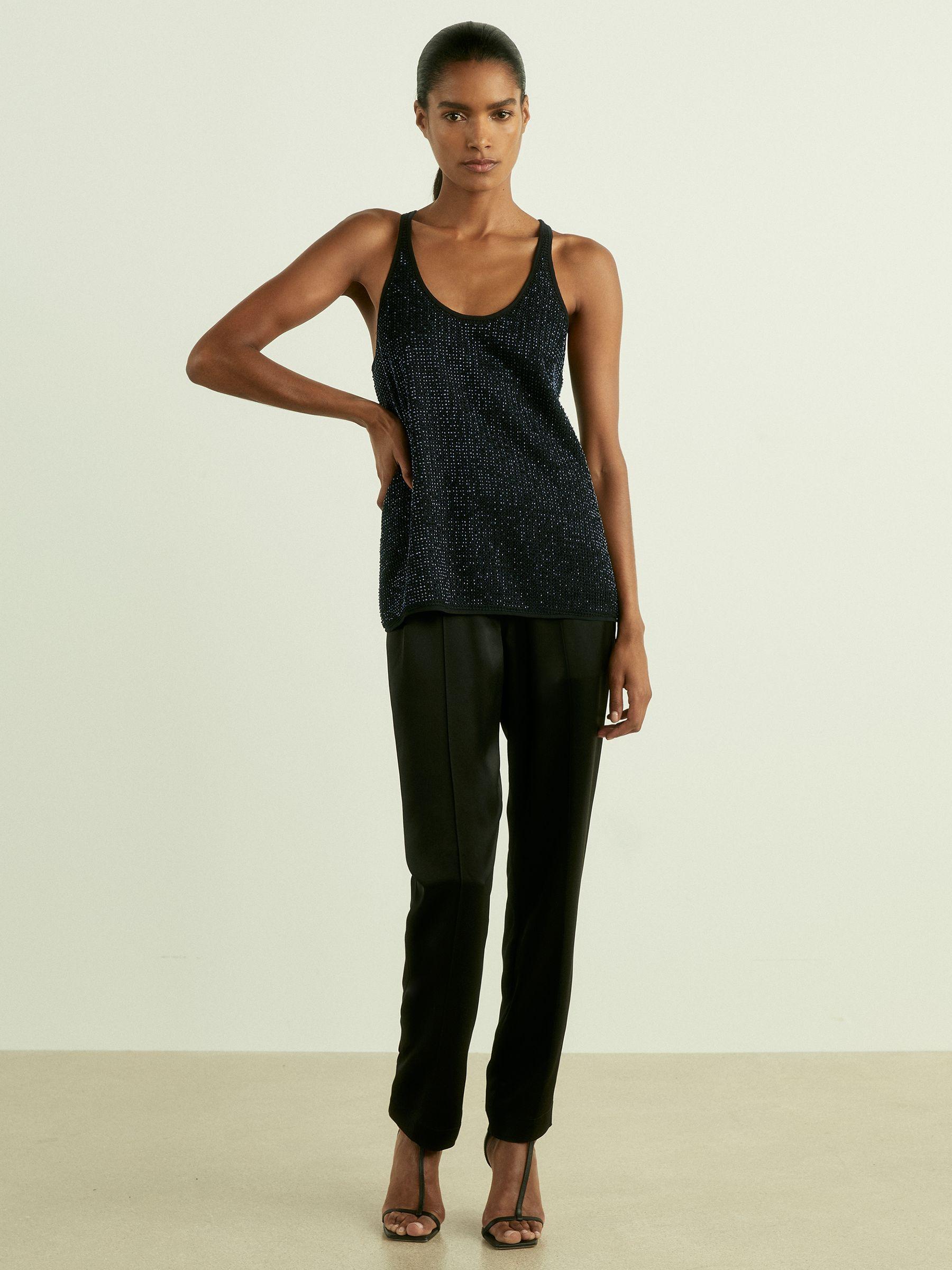 Beaded Cami Top in Dark Blue Product Image