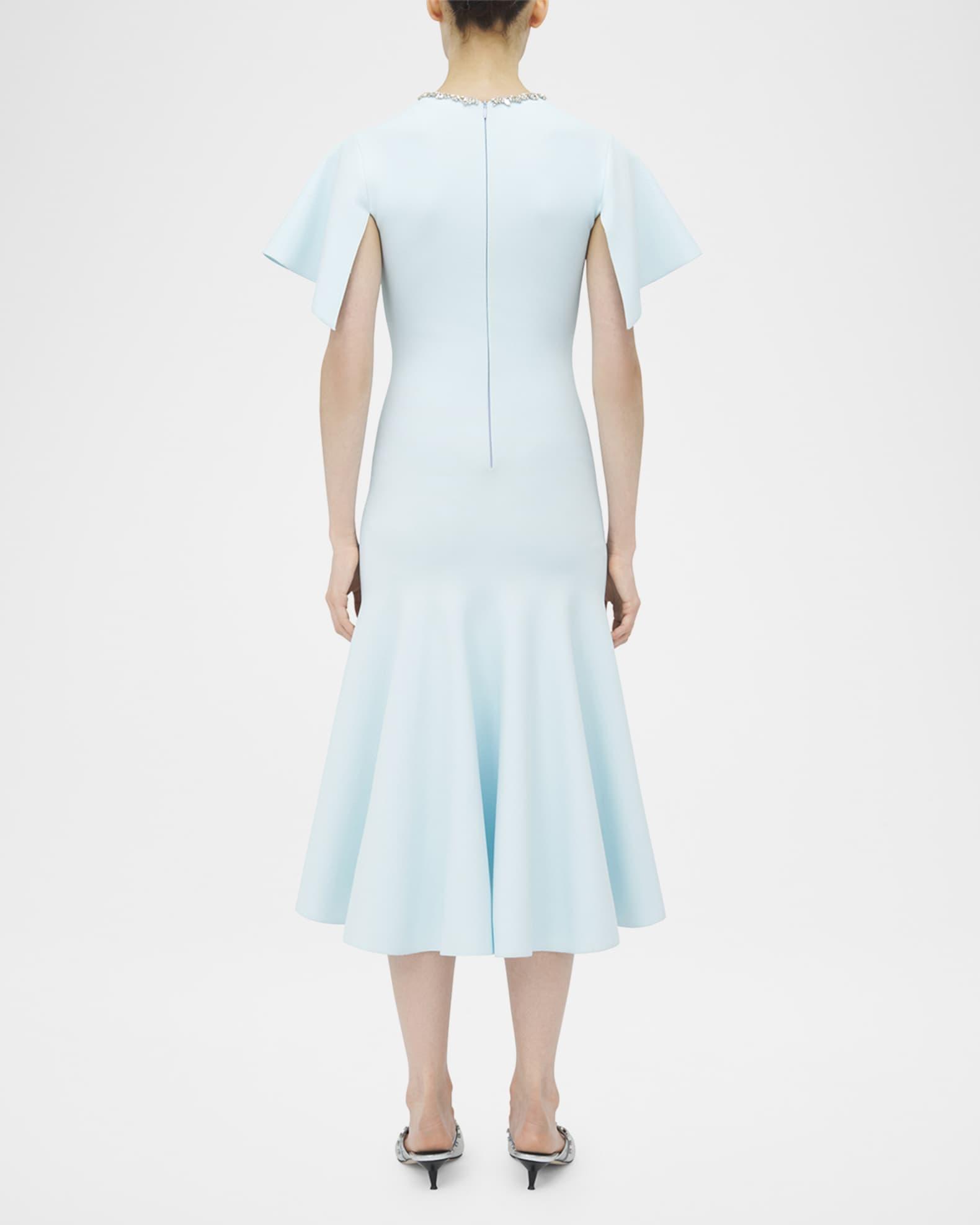 Crystal Neck Short-Sleeve Knit Midi Dress Product Image