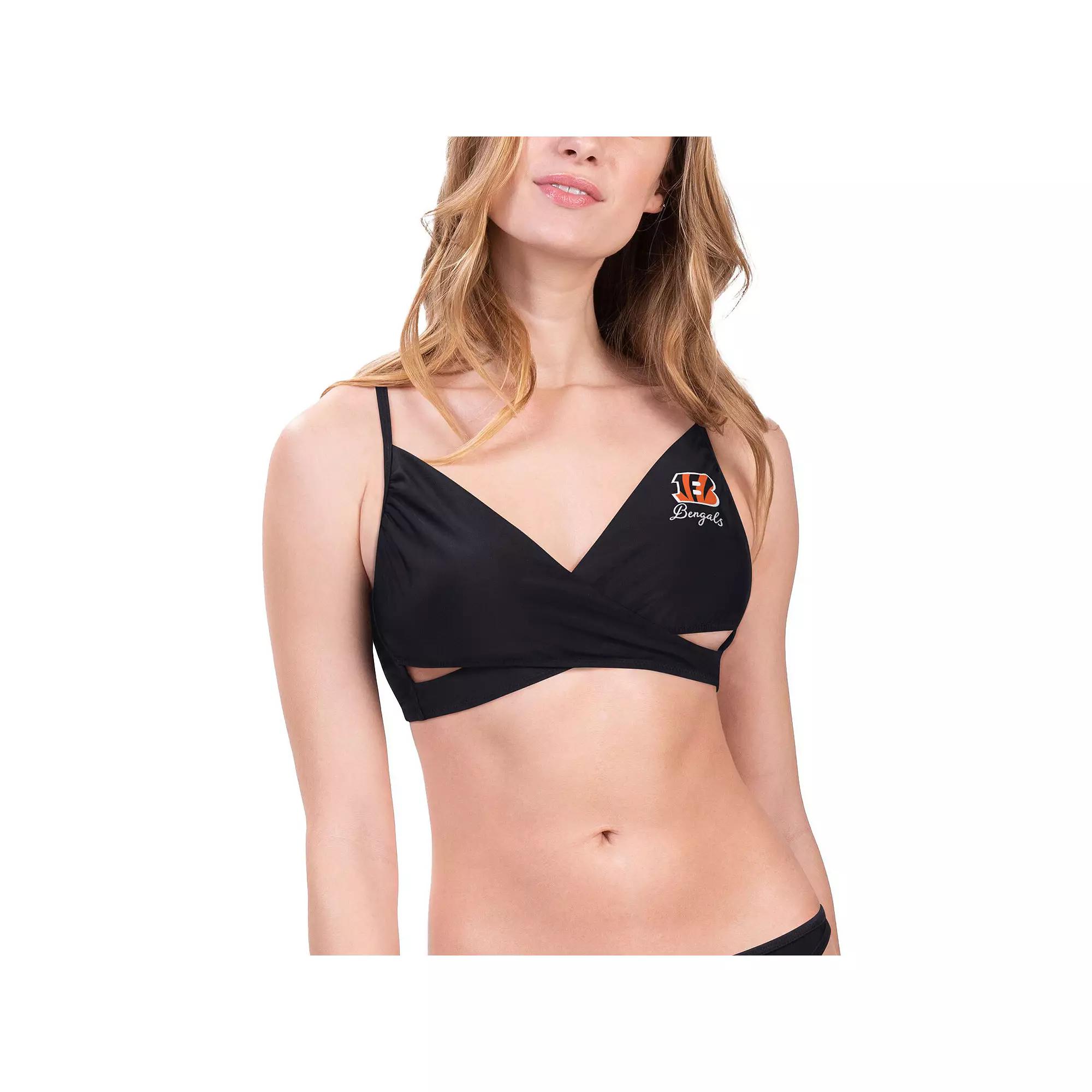 Women's G-III 4Her by Carl Banks Black Miami Dolphins Hall of Fame Bikini Top,  Product Image