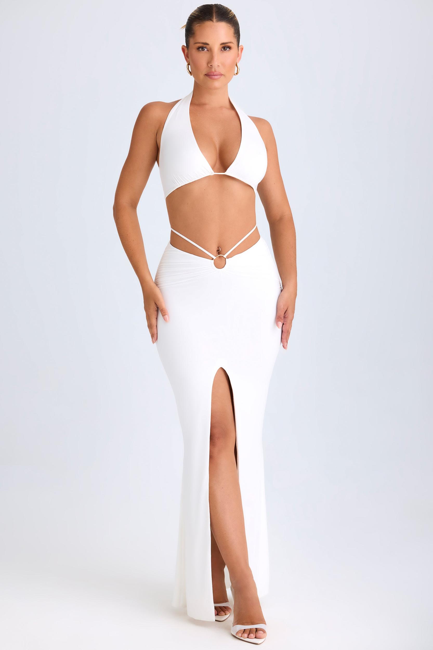 Hardware-Detail Mid-Rise Maxi Skirt in White Female Product Image