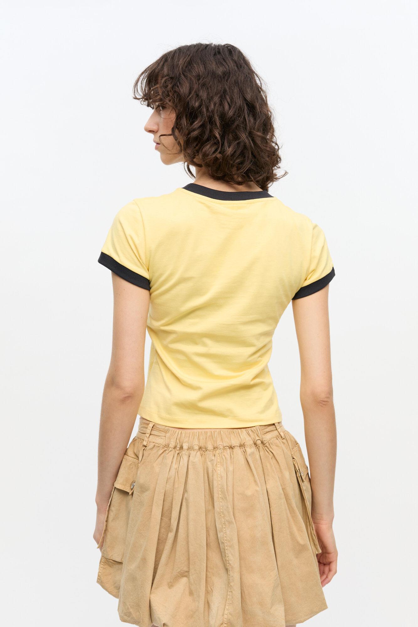 Yellow Cropped Leopard T-shirt Product Image
