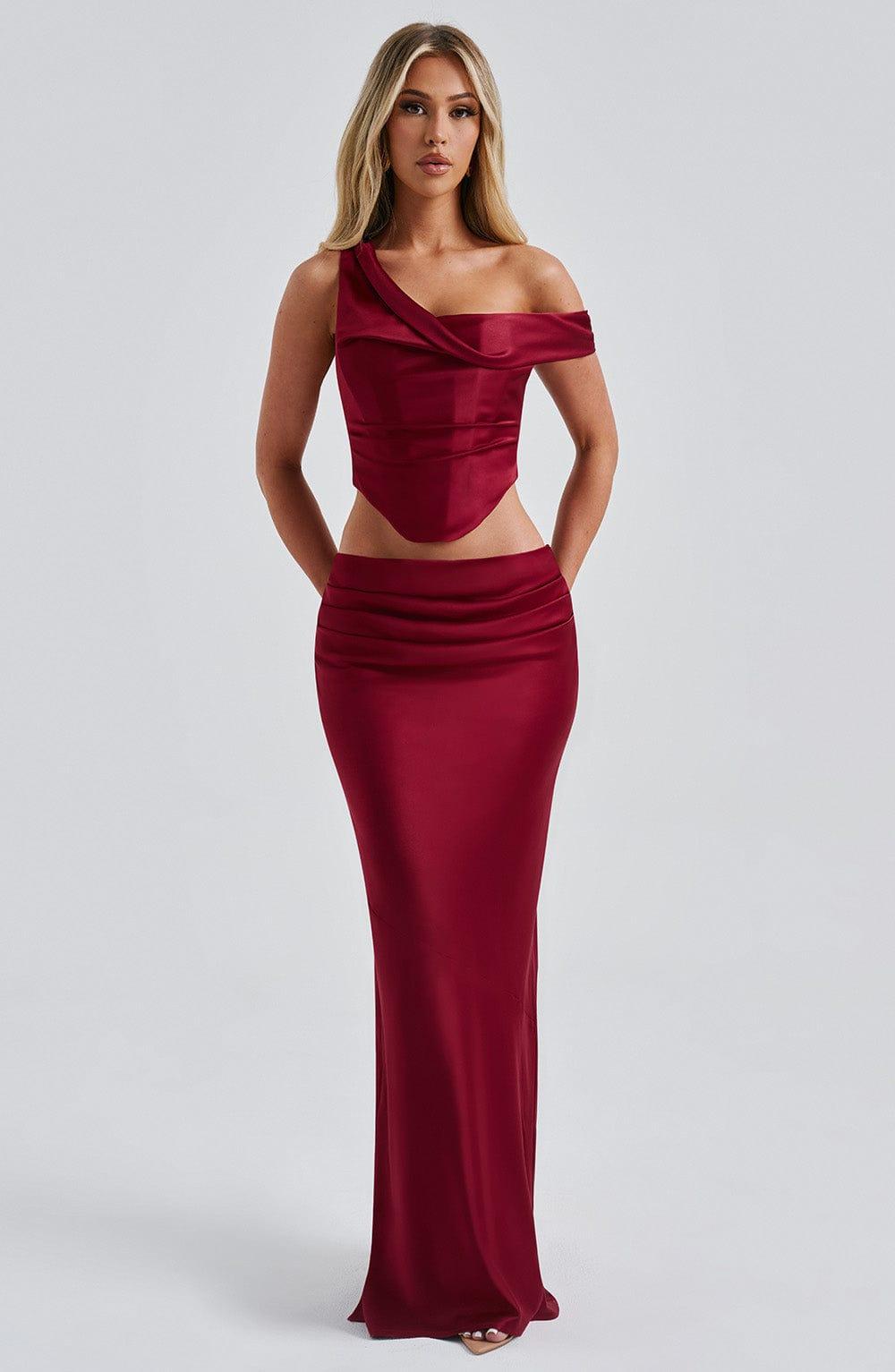 Bernadette Maxi Skirt - Burgundy Product Image