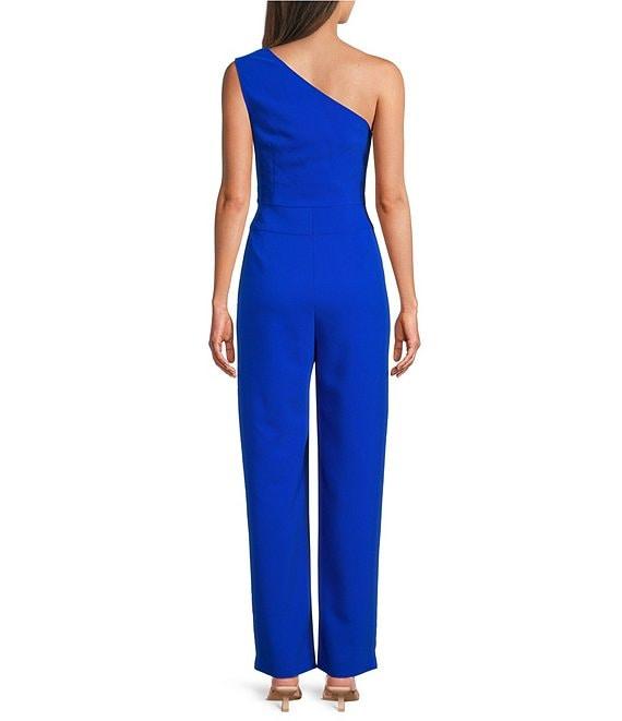 Alex Marie Petite Size Aliza One Shoulder Wide Leg Crepe Jumpsuit Product Image