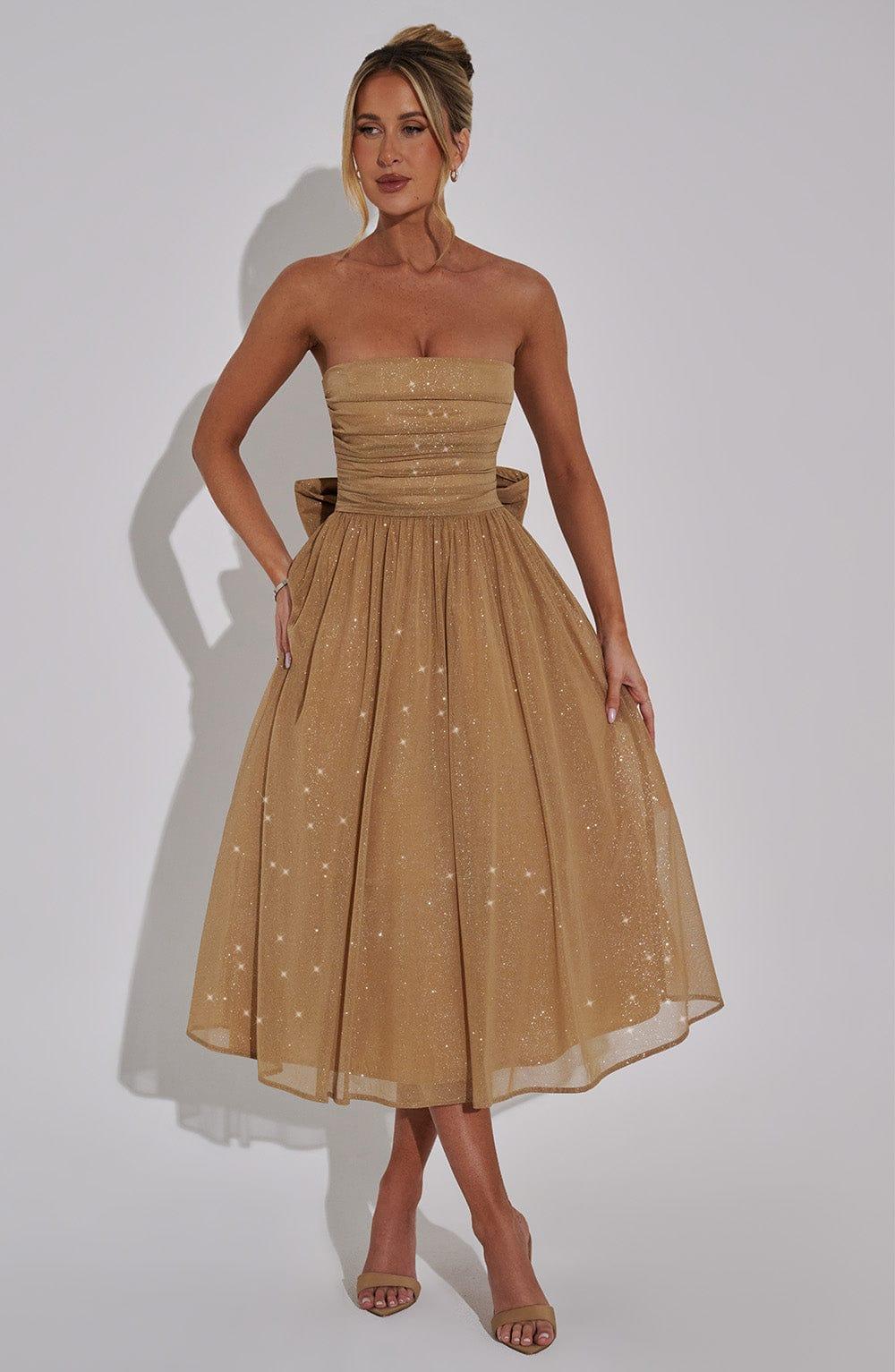 Marissa Midi Dress - Gold Sparkle Product Image