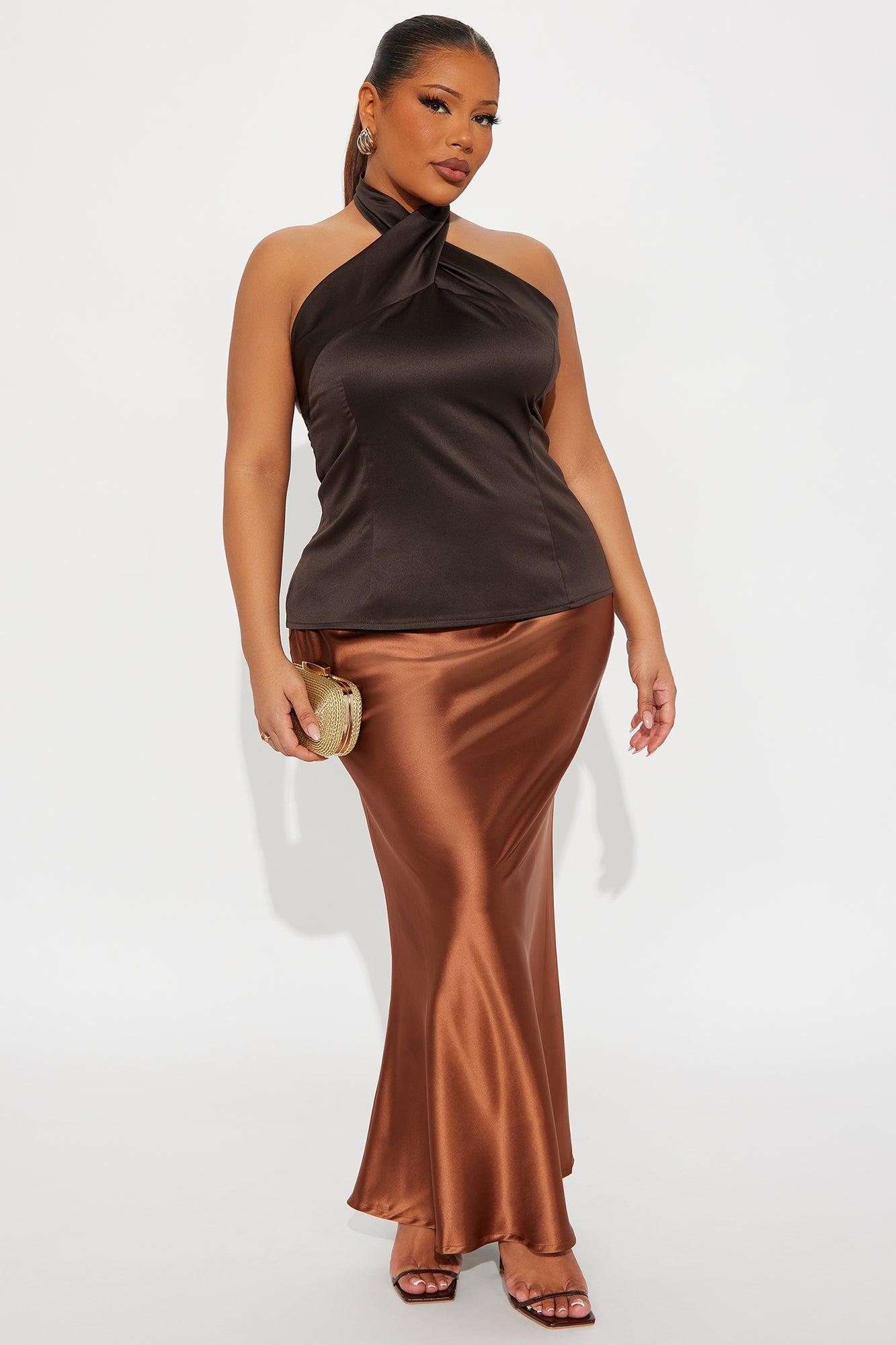 Already Over Criss Cross Halter Top - Chocolate Female Product Image