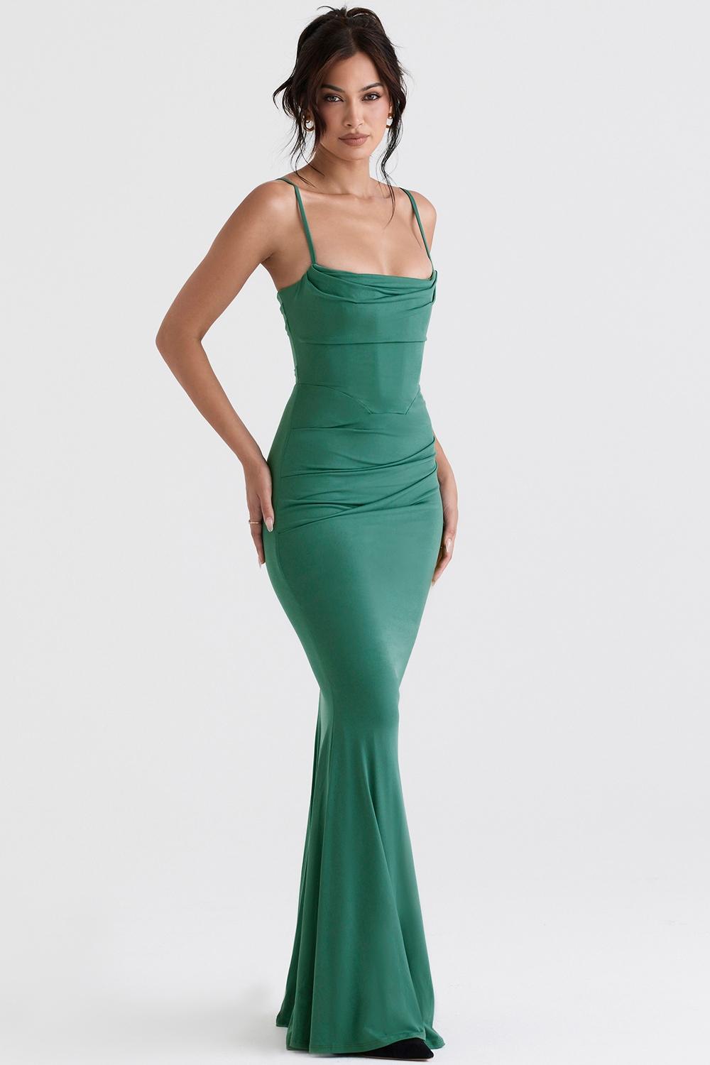 Milena  forest corset maxi dress Product Image