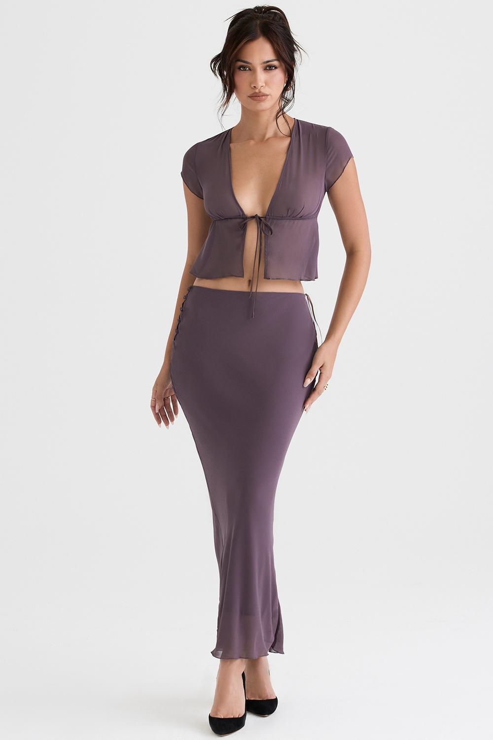 Dyana  dark mauve bias cut maxi skirt - sale Product Image