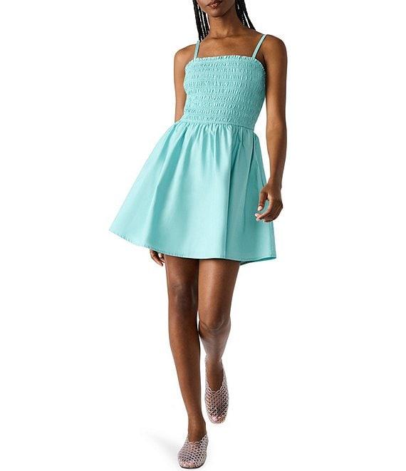 Steve Madden Lotty Square Neck Smocked Mini Dress Product Image