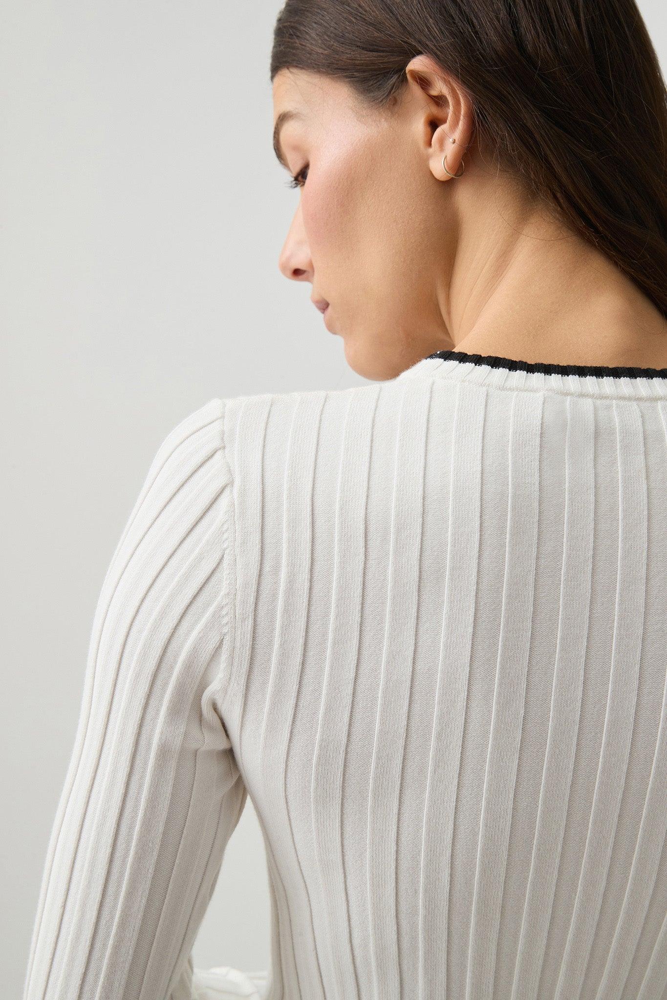 Contrast Long Sleeve Rib Knit Top 438 Product Image
