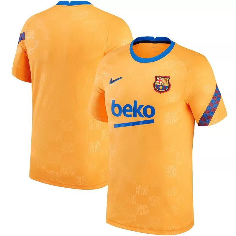 Men's Nike Orange Barcelona 2021/2022 Pre-Match Performance Top, Size: Medium, Bar Orange Product Image