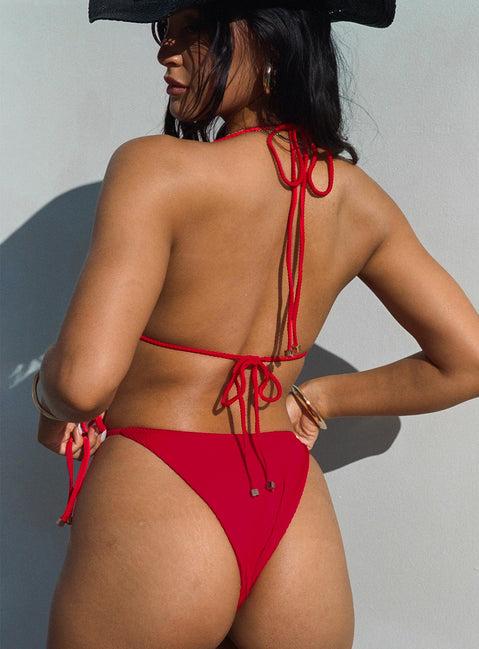 Nevaeh Triangle Ribbed Bikini Top Red Product Image