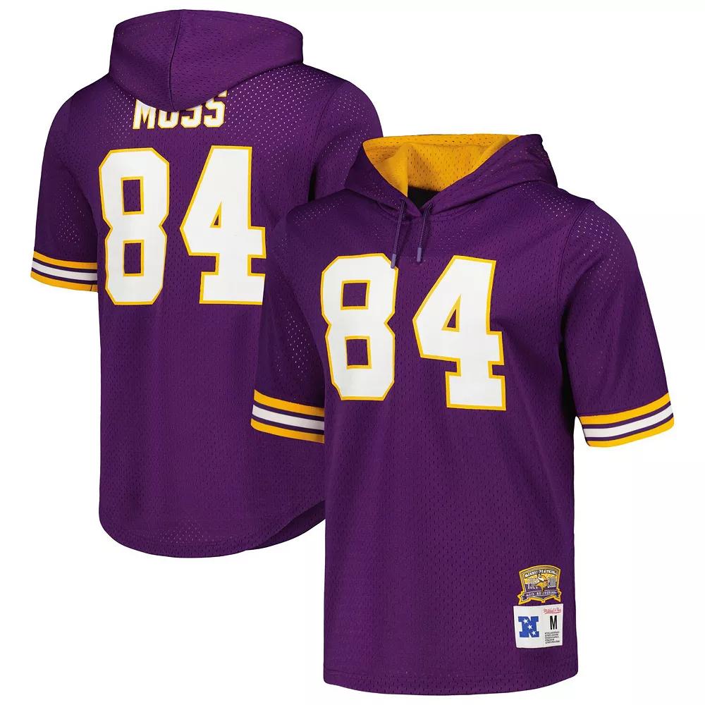 Men's Mitchell & Ness Randy Moss Purple Minnesota Vikings Retired Player Name & Number Mesh Hoodie T-Shirt,  Product Image