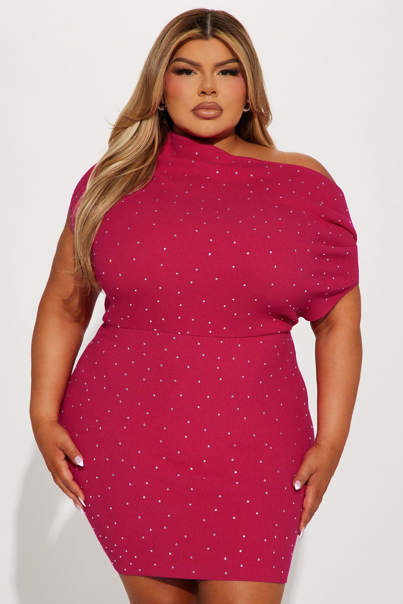 Lucy Sweater Mini Dress - Fuchsia Product Image