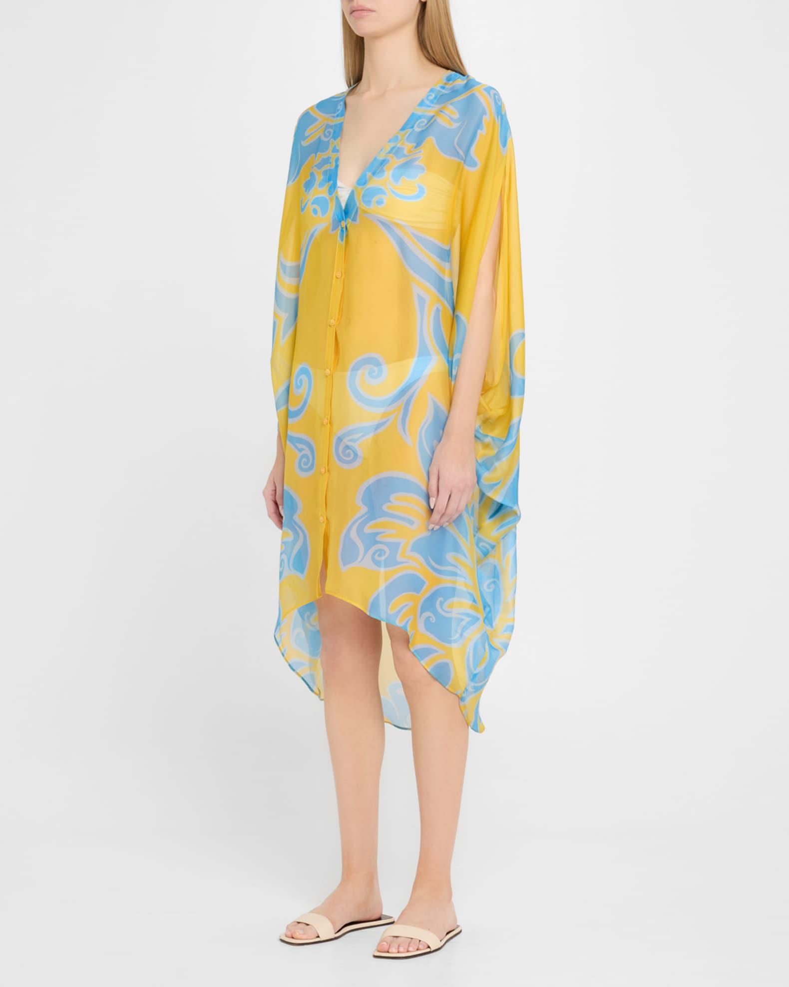 Printed Silk High-Low Coverup Product Image