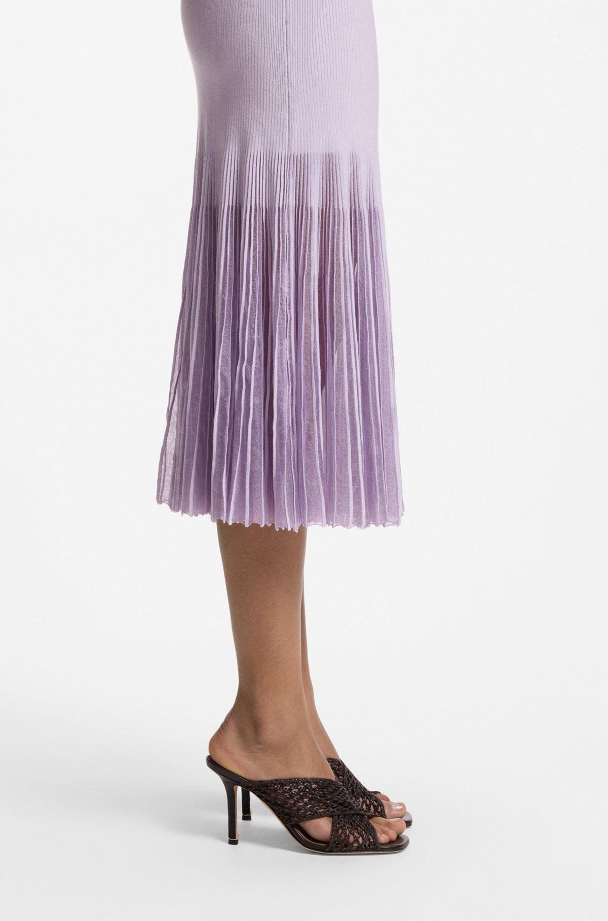 Rib-knit dress with sheer pleating Product Image