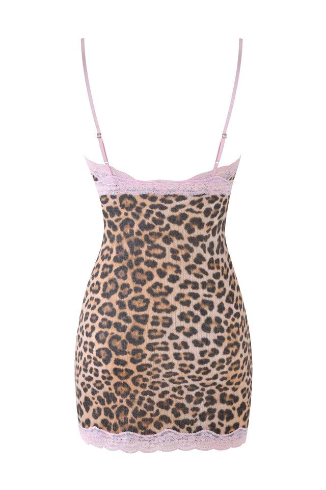 CASSIA SLIP DRESS - BEIGE : LEOPARD Product Image