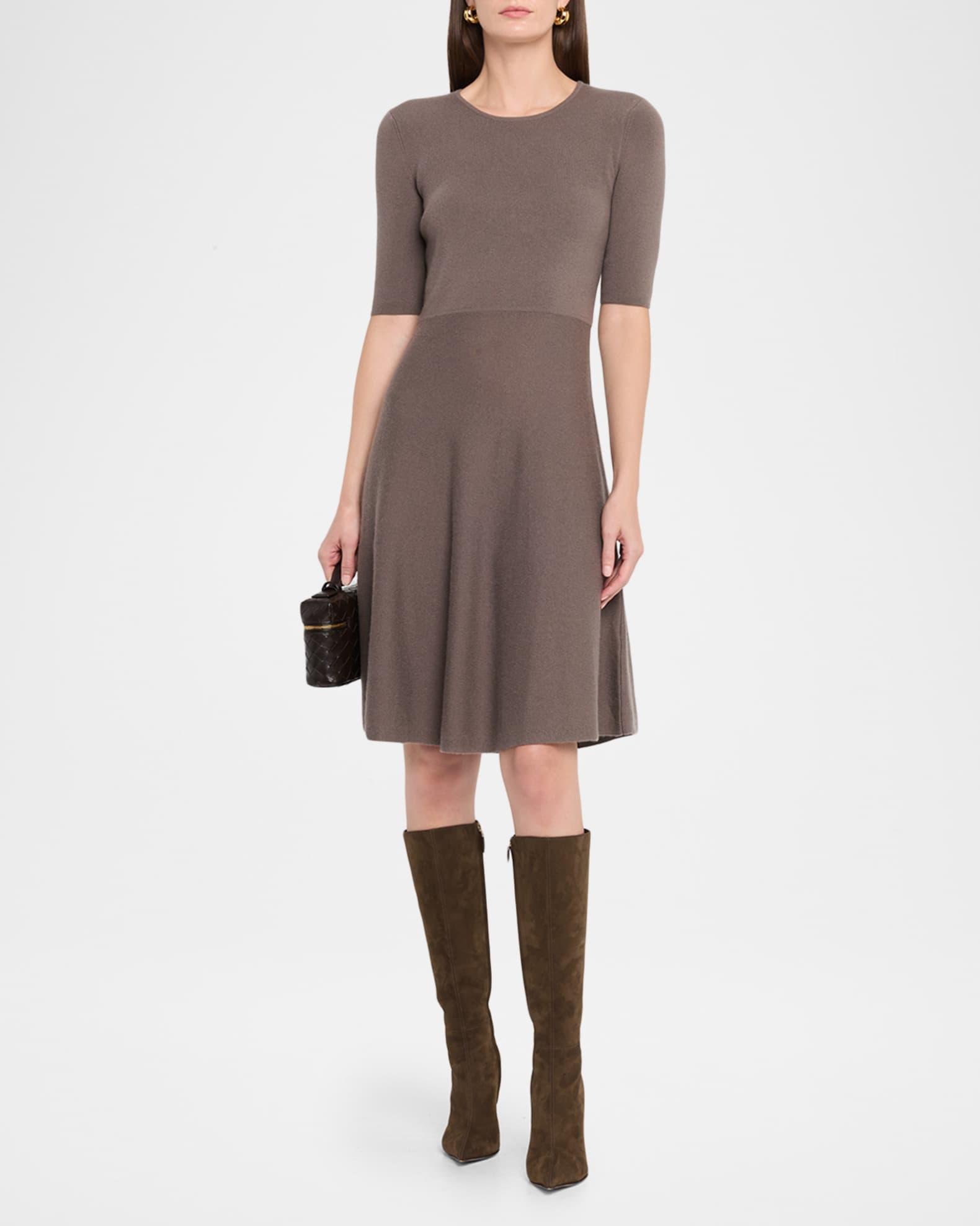 Cashmere Fine Ribbed A-Line Midi Dress Product Image