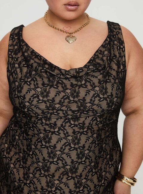 Romani Lace Maxi Dress Black Curve Product Image