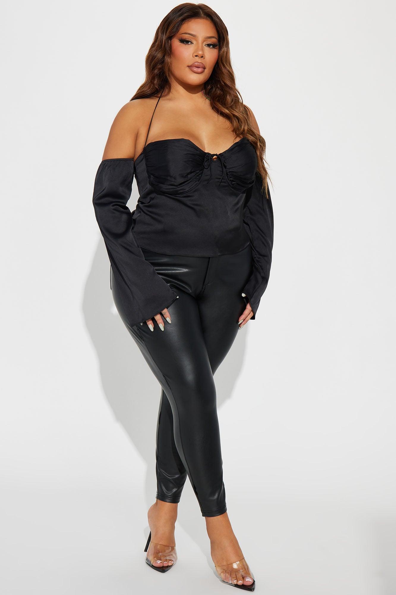 She's All That Satin Blouse Top - Black Product Image