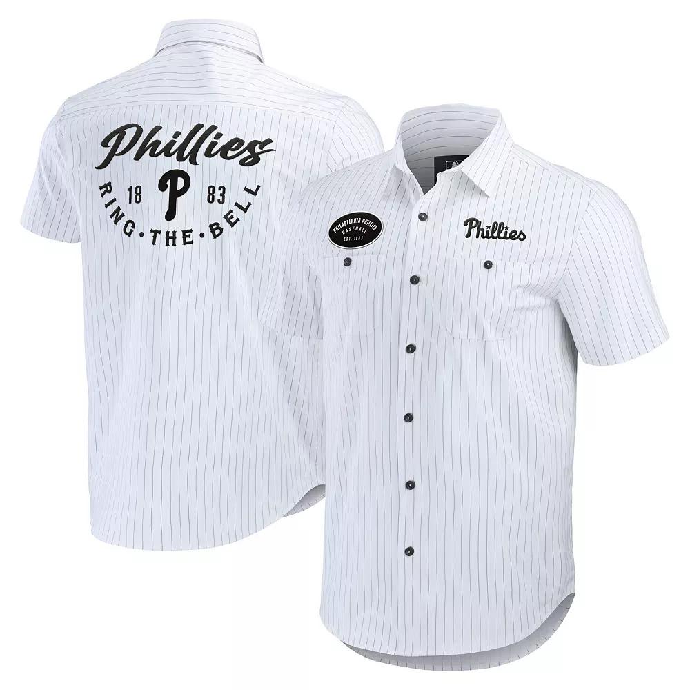 Men's Darius Rucker Collection by Fanatics White Philadelphia Phillies Pin Stripe Short Sleeve Button-Up Shirt,  Product Image