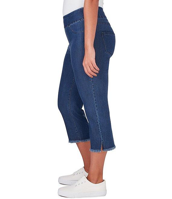 Ruby Rd. Petite Size Tencel Pull-On Fringe Side Slit Hem Capri Pants Product Image